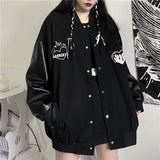 Gothic Lolita Harajuku Style Clothing Love Heart Embroidered Baseball Uniform All-Match Couple Coat Student