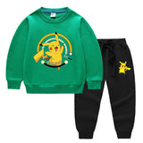 Children Pokemon Pikachu Hoodie & Pant Set Two-Piece Cotton Sweater Set