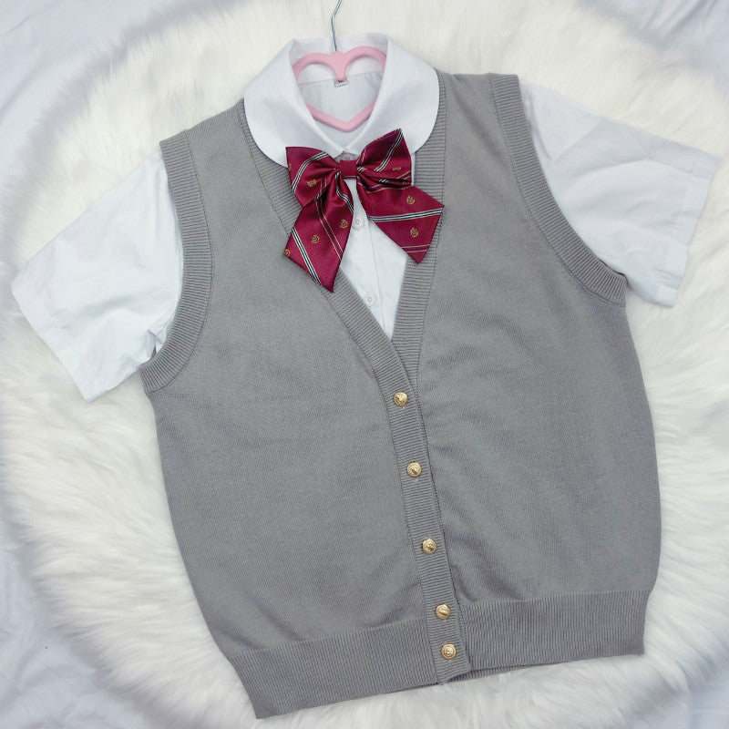 Gothic Lolita Harajuku Style Clothing Qiule Knitted Cardigan Solid Color Vest Thin