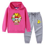 Children Pokemon Pikachu Hoodie & Pant Set Sweater Suit Cotton Trendy