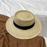 Straw Hat Sun-Proof Straw Hat Women's Summer Beach Sun Hat Jazz Top Hat