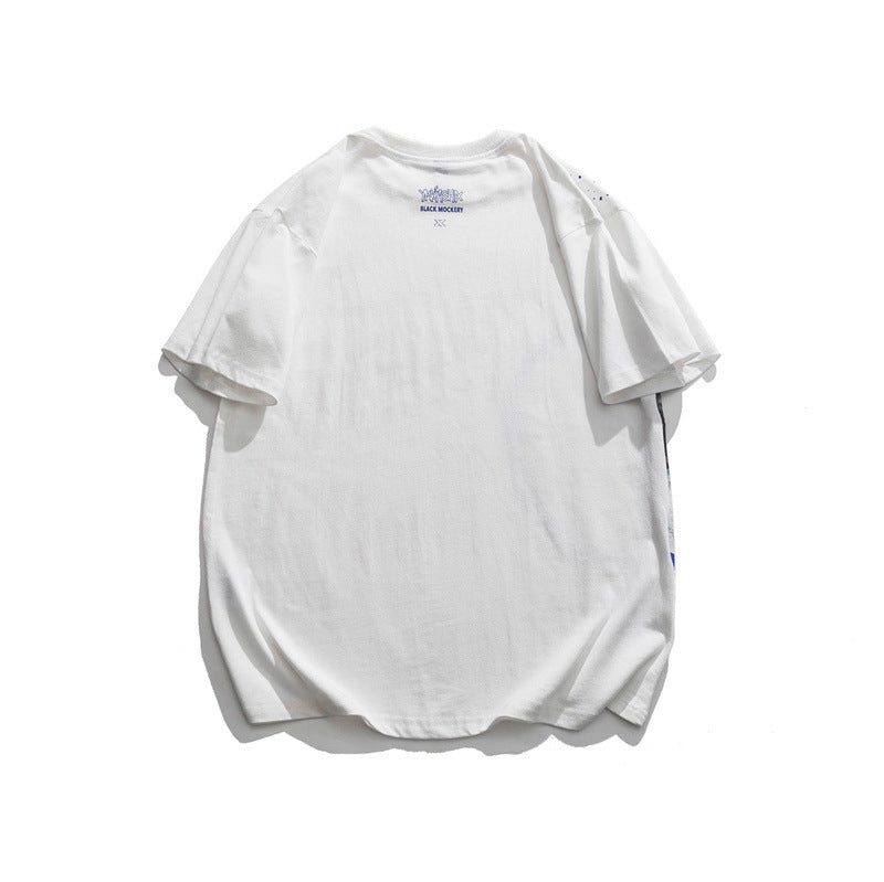 2022 Summer Man Outfits Moon Starry Sky Printed Short Sleeve