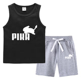 Children Pokemon Pikachu Tshirts & Shorts Summer Vest Middle Pants Sports Casual Sleeveless Two Pieces