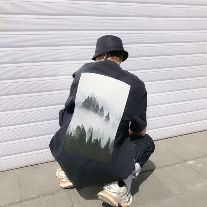 Fog Essentials Tshirts Fear Of God Fog Multiline Essentials Forest Print Short-Sleeved T-shirt for Men and Women