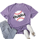 Boy Mama T Shirts Baseball Mama Pattern Printed T-shirt