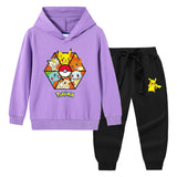 Children Pokemon Pikachu Hoodie & Pant Set Sweater Suit Cotton Trendy