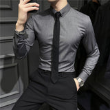 Men Shirts Casual Long Sleeve Shirt Slim Fit Business Suit Stretch Men's Shirt Clothes