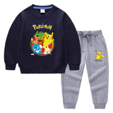 Children Pokemon Pikachu Hoodie & Pant Set Sweater Suit Solid Color Cotton Warm Trend