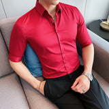Men Shirts Casual Solid Color Business Shirt