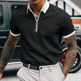 Polo Shirts Solid Color Polo Zipper Men's Polo Shirt T-shirt