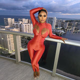 Women's Spring Clothing Solid Color Sexy Cutout Hip Lifting Sport Jumpsuit