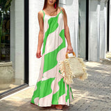 Women Dress Summer Spaghetti-Strap Floral Print Long Dress
