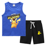 Children Pokemon Pikachu Tshirts & Shorts Vest Middle Pants Sports Casual Thin Two Pieces