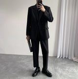 Seersucker Suit Double Breasted Men's Suit Two-Piece Set Coat Men's Clothing