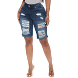 Women Plus Size Denim Shorts Hole Denim Hot Pants