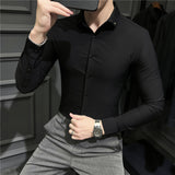 Men Shirts Lapel Long Sleeve Shirt