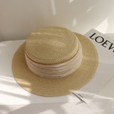 Straw Hat Raffia Flat Straw Hat Sun Protection Beach Vacation Hat