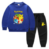 Children Pokemon Pikachu Hoodie & Pant Set Sweater Suit Solid Color Cotton Warm Trend