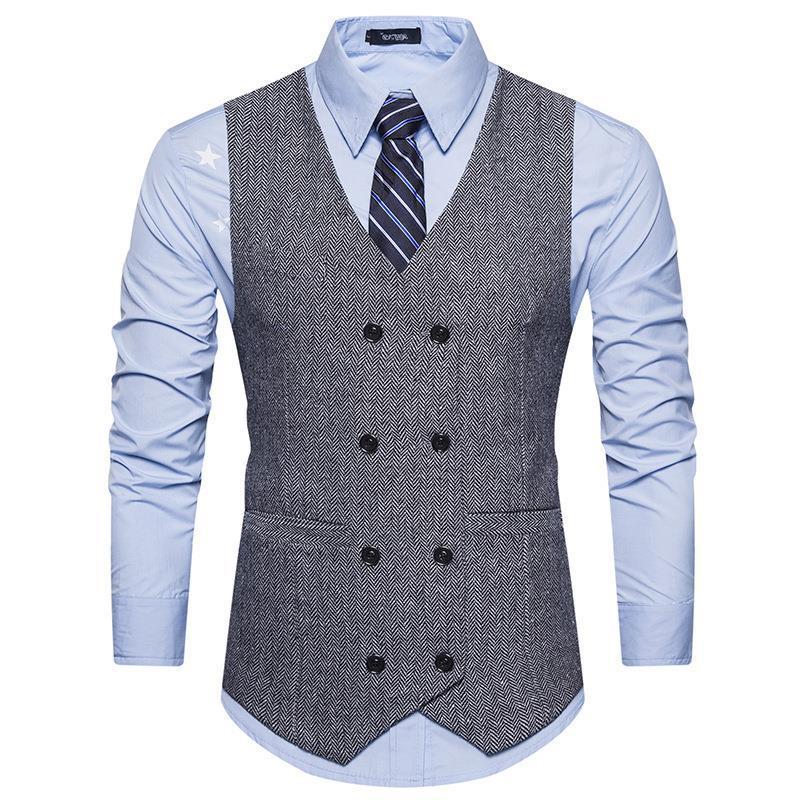 Tuxedo Vests Men Suit Vest Men's Fashion Collar Autumn and Winter Suit Vest Casual