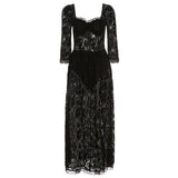 Music Festivals Rave Outfits Dress Summer See-through Lace Sexy Slit Slim Dress for Women