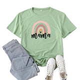 Boy Mama T Shirts Rainbow Mama Pattern Printed Short Sleeve T-shirt