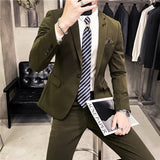 Seersucker Suit Slim Fit Two-Piece Suit Suit Men's Suit