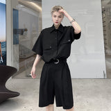 Men's T-Shirt Summer Single-Breasted Short Sleeve Shirt Shorts Men Leisure Set
