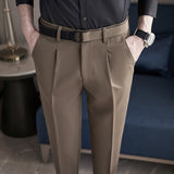 Men Trousers Casual Dark Print Casual Suit Pants