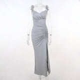 Emily Ratajkowski Dress Elegant Slimming Waist Pleated Camisole Gown Dress