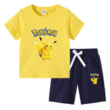 Children Pokemon Pikachu Tshirts & Shorts Cotton Short Sleeve Shorts Two Pieces Neutral