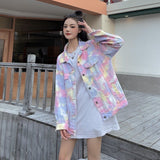 Spray Painted Jacket Colorful Coat Women's Autumn Loose Retro Jacket Top