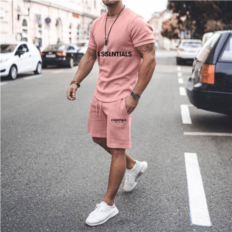 Fear Of God Fog T Shirt Essentials Double Line Casual Sports Short Sleeve Shorts Suit