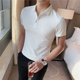 Men Polo Shirts Short Sleeve Lapel T-shirt
