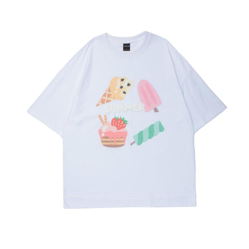 Men's T Shirt Summer Casual Tops Cartoon Candy Printed Short Sleeve T-shirt Men's round Neck Half Sleeve Street Fashion Loose Half Sleeve