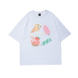 Men's T Shirt Summer Casual Tops Cartoon Candy Printed Short Sleeve T-shirt Men's round Neck Half Sleeve Street Fashion Loose Half Sleeve