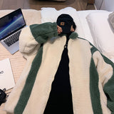 Men's Autumn Winter Coat Color Stitching Stand-Collar Loose Cotton Coat