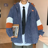 Corduroy Patch Jacket Vintage Corduroy Coat for Men Fall Casual Jacket