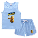 Children Pokemon Pikachu Tshirts & Shorts Casual Sports Sweat-Absorbent Suit Neutral