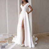 Mariah Carey Dress Solid Color Dress White Long Dress Split Dress