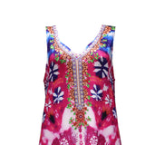Women Bohemian Dress Summer Printed Sleeveless Dress