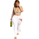 Women Plus Size Jeans Ripped Slim Fit Skinny Pants