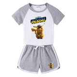 Children Pokemon Pikachu Tshirts & Shorts Short-Sleeved T-shirt Shorts Casual Sports Two-Piece Neutral