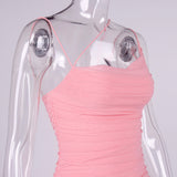 Bella Hadid Dress Mesh Pleats Suspender Dress