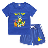 Children Pokemon Pikachu Tshirts & Shorts Leisure Sports Suction Suit Neutral