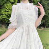 Gothic Lolita Harajuku Style Clothing Chiffon Cute Lace Lined Lolita Chiffon Half Sleeve Shirt