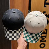 Vintage Check Baseball Cap Chessboard Lattice