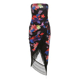 Music Festivals Rave Outfits Dress Spring and Summer Print Tassels Slim-Fit Women's Dress