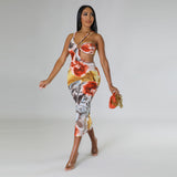 Bella Hadid Dress Sexy Dress Fashion Hollowed-out Strap Tight Stretch Midi Dress