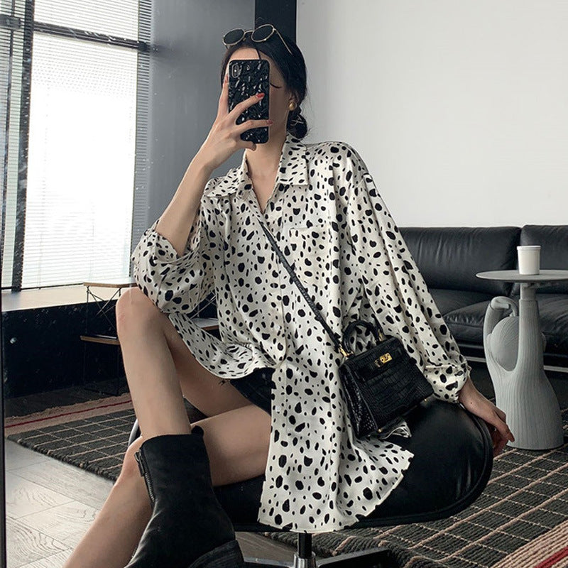 Dalmatian Coat Chiffon Shirt Polka Dot