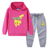 Children Pokemon Pikachu Hoodie & Pant Set Hooded Sweater Trousers Two-Piece Baby Cotton Sweater Set